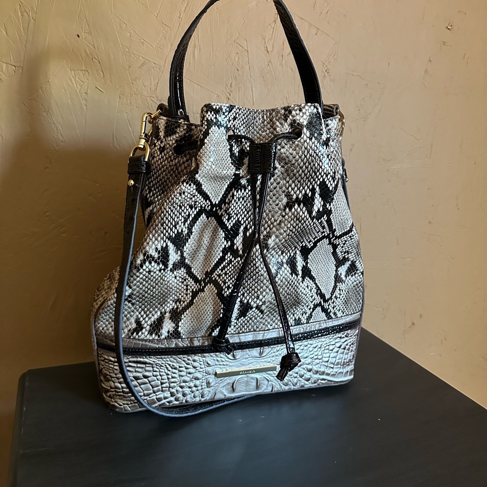 Brahmin Black and White Satchel